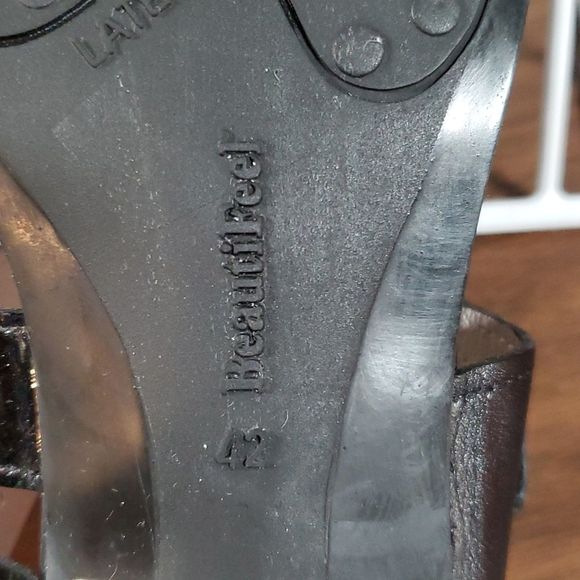 Beautifeel Begonia Black Smooth Patent Leather Sandals Velcro Adjustable‎ 42 11½ - Picture 6 of 12